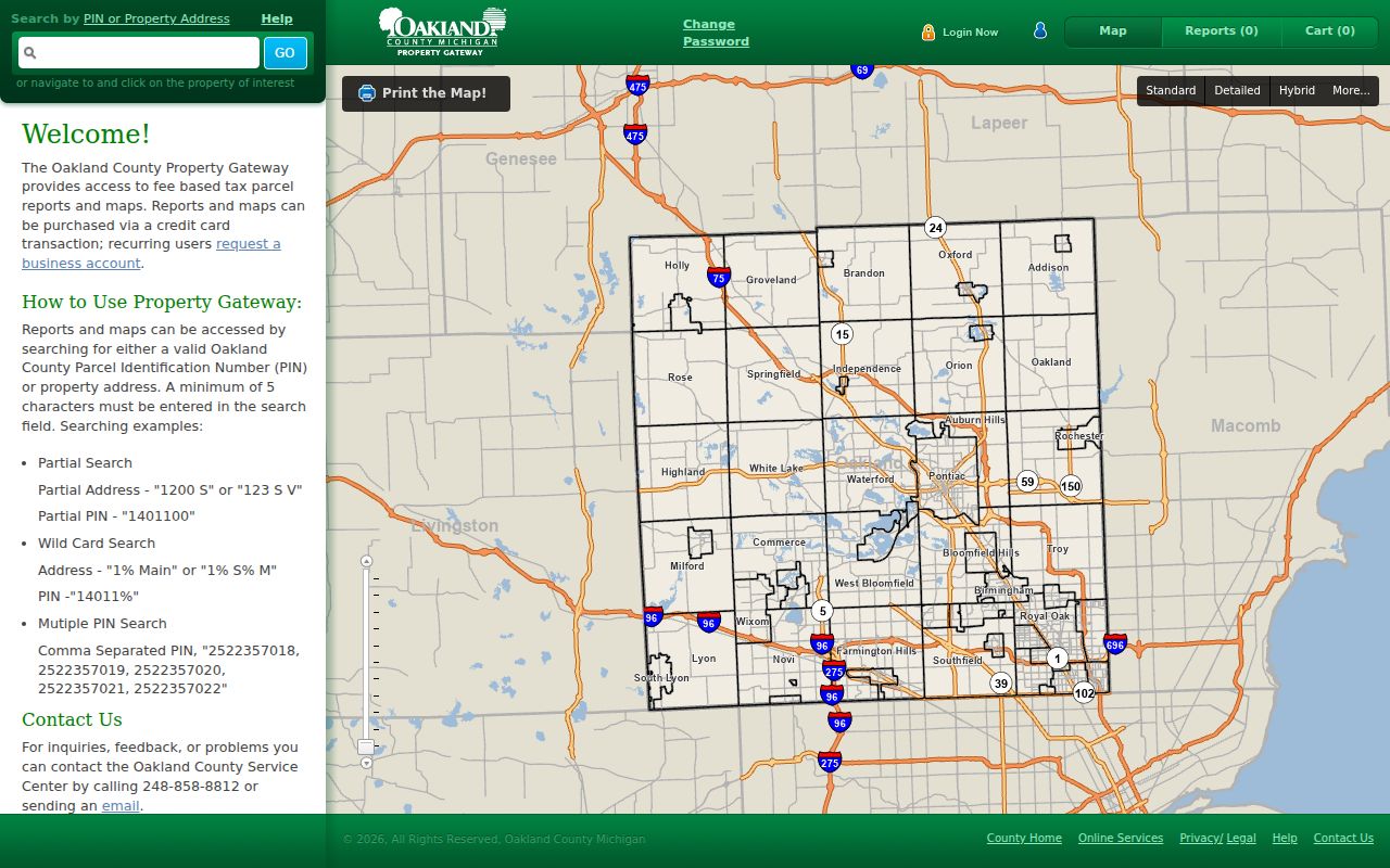 Orion Township neighbors search in Oakland County Property Gateway