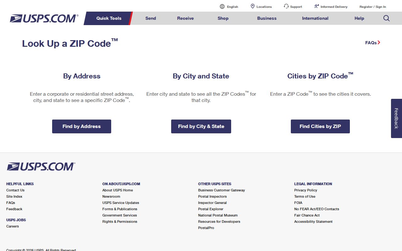 Orion Township ZIP code directory search on the USPS ZIP Code Lookup form